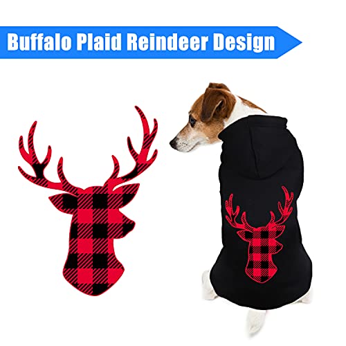 Dog Hoodie Sweater for Dogs Pet Clothes Buffalo Plaid Dog Hooded Sweatshirt Warm and Soft Breathable Cozy(Reindeer&S) - color: Reindeer, size: S
