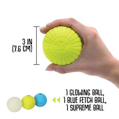 Chew King by Mammoth Glowing Fetch Ball, Dog Ball Toys, 3" Combo - color: G) 3-Pack (3" Balls)
