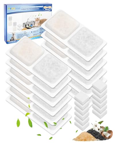12+12 Pack Dog Water Bowl Filter Replacement for Large Dogs Compatible with 3.4Gal/13L Pet Fountains, Carbon Filters and Sponge Filters for Dog Fountain Water Bowl, Pet Water Filter