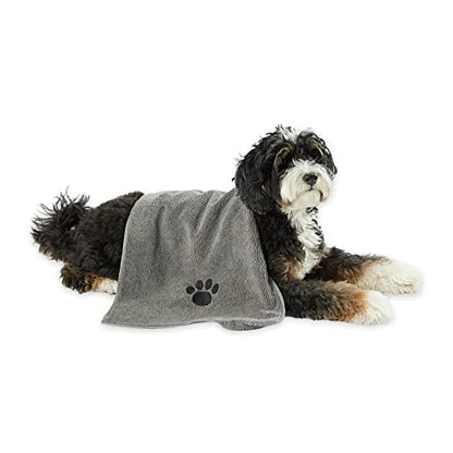 Bone Dry Pet Grooming, Embroidered Microfiber Towel Drying Collection, 15x30, Gray - color: Gray, size: 15x30"