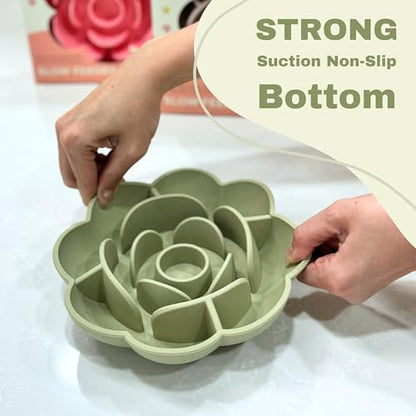 Hanara Sillicone Slow Feeder Dog Bowls & Lick Mat with Suction Bottom | Rose Petals Design | Promotes Better Digestion, Prevent Choking | Dish Washer Safe | Great Size for All Breed (Peach Beige) - color: Peach Beige