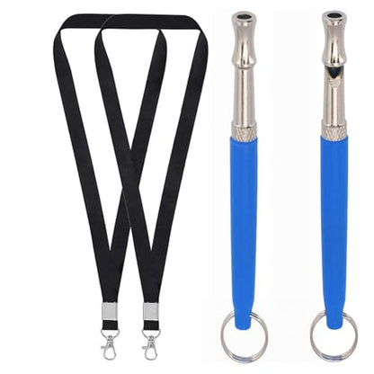 2 Pack Dog Whistle, Dog Whistle to Stop Barking Neighbors Dog, Adjustable Ultrasonic Silent Dog Whistle, Professional Recall Dog Training Whistles, with Lanyard (Blue) - color: Blue