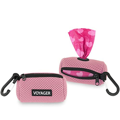 Best Pet Supplies 2팩 강아지 배변 봉투 홀더 목줄 부착물, 색상, 여행, 산책, 공원 및 실외 사용을 위한 재사용 가능한 메시 디스펜서 파우치, 클립온으로 부드럽고 내구성이 뛰어난 - 메시 핑크 - color: 메시 (핑크), size: 1개 (2팩)
