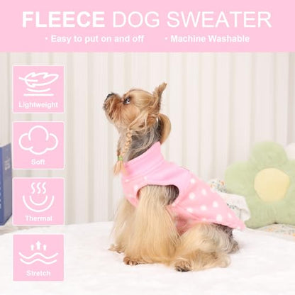 Dog Sweaters for Small Dogs Boy Girl, Plaid Puppy Sweater Fleece Dog Clothes Vest, Stretchy XSmall Doggie Sweater Pet Clothes, Chihuahua Teacup Doggy Clothes, Pink, S - color: Pink, size: Small (Chest 15in )