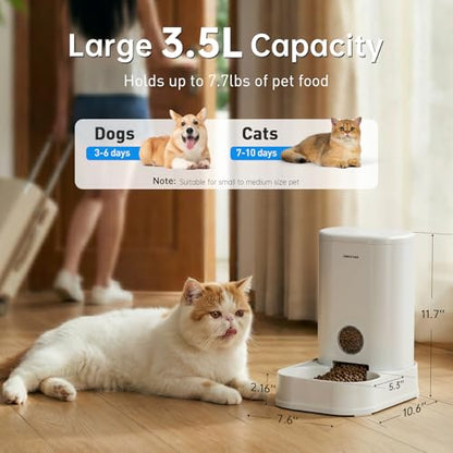 PAWGETHER® Gravity Cat Feeder, 1 Gallon/3.5L Dog Food Dispenser, No-Electricity Automatic Pet Feeder, Auto Refill Food Bowl for Cats & Small, Medium Dogs Easy to Fill - color: Feeder