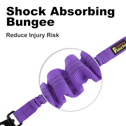 Plutus Pet Dog Seat Belt for Car, Adjustable Dog Car Harness with Carabiner Clip, Reflective Safety Dog Seatbelt Leash with Elastic Bungee, Purple - color: Purple