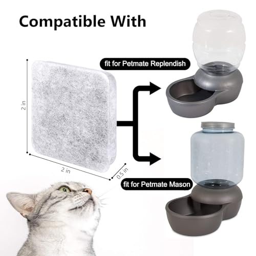 Dog Water Filter Replacement, Dog Water Bowl Filter, Pet Water Filter Compatible with Petmate Replendish Mason Automatic Gravity Waterer Bowls for Cats and Dogs, 6 Pack