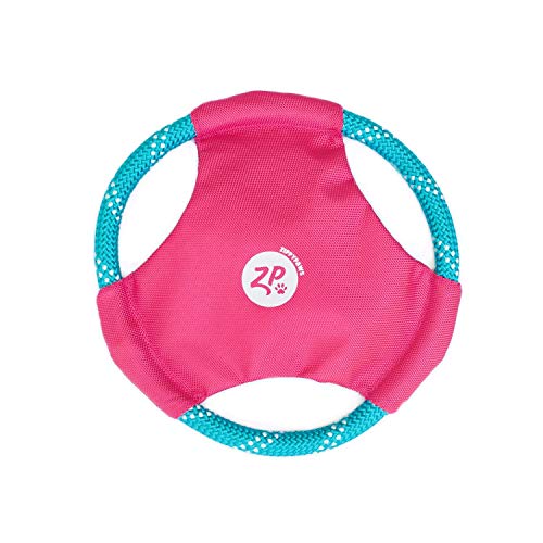 ZippyPaws Rope Gliderz - Durable Outdoor Dog Frisbee Toy, Soft Pet Flying Disc for Beach & Pool, Interactive Frisbee for Fetching, Made of Tough Mountain Climbing Rope - Magenta