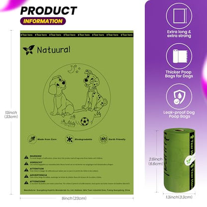 Dog Poop Bags-150 Counts with Leash Dispenser (10 Rolls), Biodegradable Poop Bags, Eco-friendly and Easy to Open, Thick Dog Waste Bags (Green) - color: Green, size: 1 Count (Pack of 150)