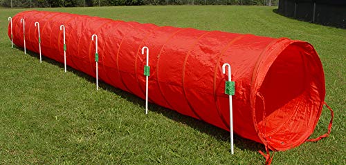 18' Dog Agility Tunnel with Stakes, Multiple Colors Available (Red)
