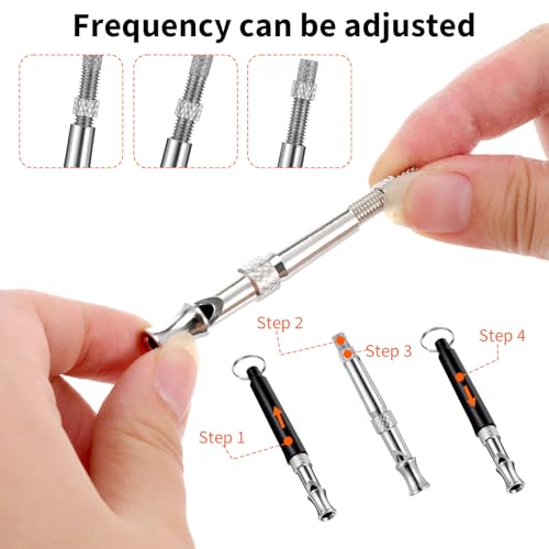 2 PCS Silent Dog Whistle to Stop Barking, Dog Whistle to Call Your Dogs, Adjustable Ultrasonic Dogs Training Whistles with Lanyard (Black+White)