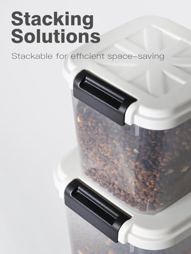 LivLab Mker 5 lbs Dog Food Storage Container with Lids Airtight Pet Food Container Cat Treat Container, Dry Pet Food Storage Bin for Cereal, Birds, Rice and Grain(6 lbs), White - color: 5KG-White