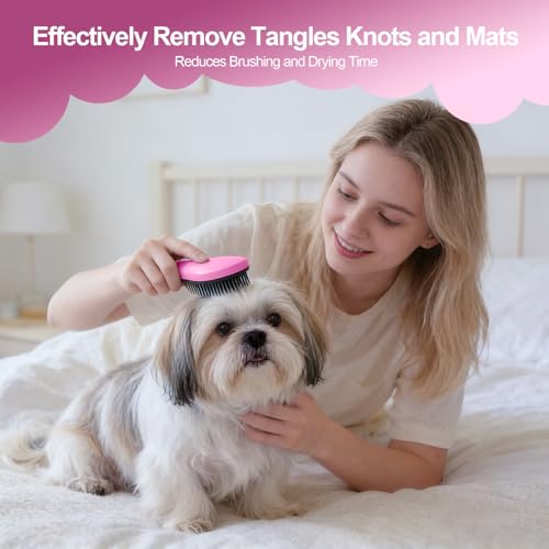 Small Dog Brush - Puppy Hair Brush- Grooming Tool for Teddy, Yorkies, Maltese, Shih Tzu, Chihuahua (Pink) - color: Pink
