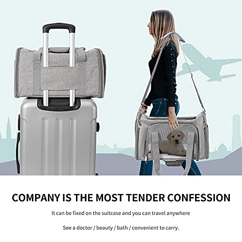 Mile High Life | Outdoor Travel Pet Carrier | Kitty Puppy Cat Carriers | Collapsible Dog Carrier for Small Medium Dogs | Cat Crates w Breathable Mesh with Soft-Sided (Grey, Medium) - size: Medium