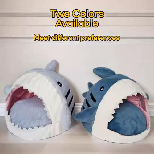 Shark Cat Bed, Shark Shaped Kennel, 2026 Cute Winter Warm Soft Shark Mouth Cat Bed Cave, Kitten Bed Hideout House for Cat, Small Dogs (Gray, 15 * 13.8 * 12.6in, Under 6.6 lbs cat) - color: Gray, size: 15*13.8*12.6in, Under 6.6 lbs cat