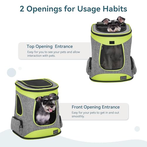 Petsfit Pet Backpack Carrier Easy-Fit Dog Travel Backpack Carrier for Hiking Walking Cycling Suitable for Small Medium Dogs Cats and Rabbits up to 22 Pounds, Green - color: Green