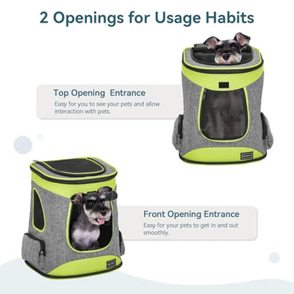 Petsfit Pet Backpack Carrier Easy-Fit Dog Travel Backpack Carrier for Hiking Walking Cycling Suitable for Small Medium Dogs Cats and Rabbits up to 22 Pounds, Green - color: Green