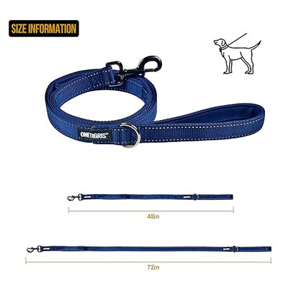 OneTigris Handled No-Pull Dog Walking Leash Long Traffic Leads for Medium to Large Dogs (Blue, 6FT) - color: Blue, size: 6FT