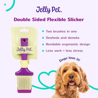 Jelly Pet Double Sided Dog Slicker Brush, Longer Pins, Flexible Head, Fine/Coarse Sides, Removes Unwanted Tangles, Medium, Pink - size: Medium