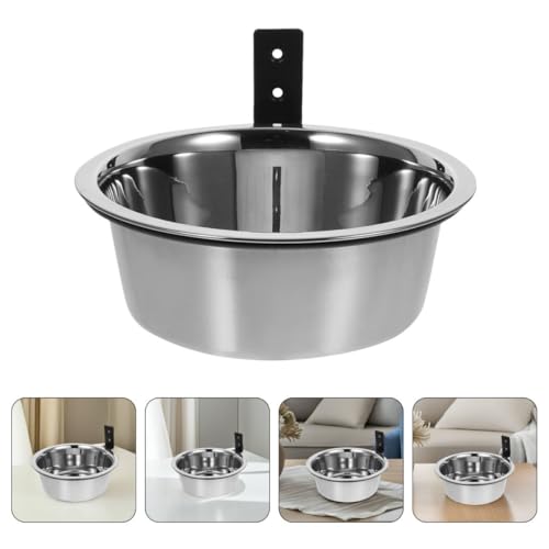 Happyyami Wall Mounted Pet Feeder Set with Elevated Stainless Steel Dog and Cat Food Water Bowls 8-inch Raised Feeding Station for Large Dogs and Cats