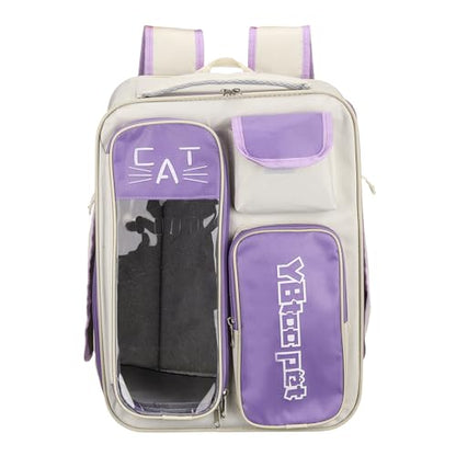 Pet Backpack Carrier, Portable and Ventilated, Oxford Cloth, Dogs Cats and Small Animals Travel Bag 12.99" Up to 16.5 Lbs, (Purple), Intended for Hiking/Camping/Traveling - color: Purple