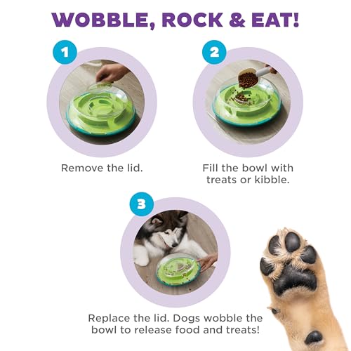 Outward Hound by Nina Ottosson Wobble Bowl Slow Feeder Dog Puzzle, Level 1 Beginner, 11.6 inches x 3.5 inches, Multicolored - color: Wobble Bowl (Green)