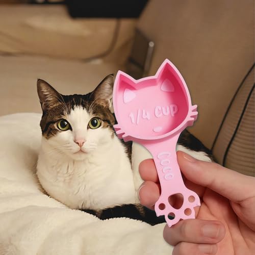 ubjva Personalized Cat Food Scoop Custom Cat Food Measuring Cup with Name Pet Accessories Gifts for Pet Lover - color: Cat Paws