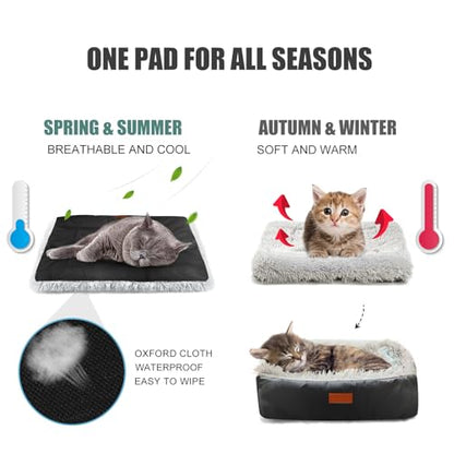 Self Warming Cat Bed, Foldable Self Heated Cat Mat Extra Warm Thermal Heating Pet Pad 24 x 20 inch for Indoor Outdoor Cats, Non-Slip Bottom Washable Non Electric Black - color: Black