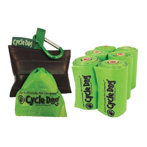Cycle Dog Pick-Up Bag Holder and Sustainable Plant Powered Dog Poop Bags Park Pouch Combo (72 Total, 6-Rolls, 12 Per Roll) - Made with Corn & Plant Starches/No Plastic/Easy to Use/Made in USA - size: 72 Count (Pack of 1), style: Park Pouch