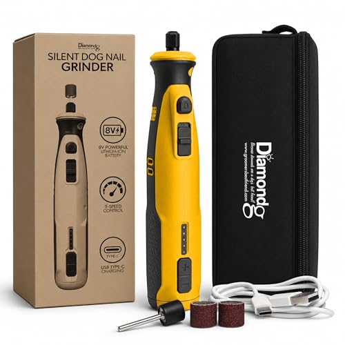 Diamondg Cordless Dog Nail Grinder with Quiet Sound & LED Tip for Large & Small Dogs, 4hrs. Runtime - Electric Dog Nail Trimmer, Heavy Duty Rotary Tool Alternative to Toenail Clippers & Filers - color: 007 - Orange