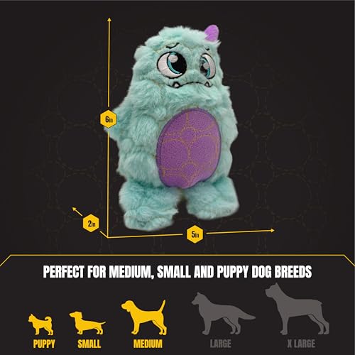 Bite Force - Durable & Strong Dog Toy Light Blue Monster with Squeaker, Kevlar-Reinforced for Aggressive Chewers. - color: Small - the Goofy Monster
