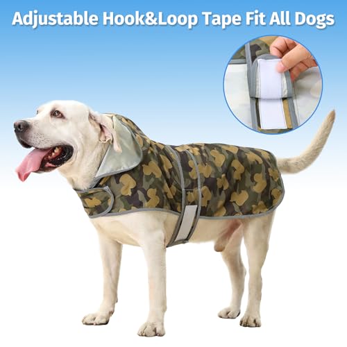 Dog Raincoat for Large Dogs Waterproof Jacket Hooded Rain Coats with Reflective Strips Leash Hole & Poncho Adjustable Fit (CamoDuck,XL) - color: Camo Ducks, size: X-Large