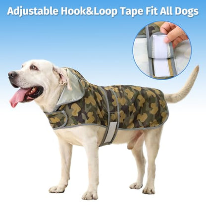 Dog Raincoat for Large Dogs Waterproof Jacket Hooded Rain Coats with Reflective Strips Leash Hole & Poncho Adjustable Fit (CamoDuck,XL) - color: Camo Ducks, size: X-Large