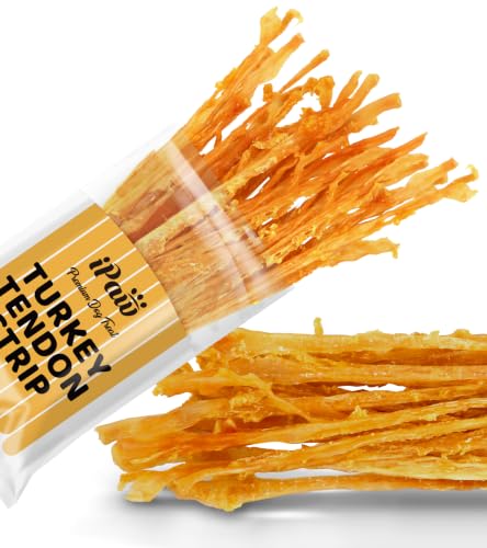iPaw Turkey Tendons for Dogs, Single Protein, Hypoallergenic, All Natural Human Grade Puppy Chew, Rawhide Alternative Dog Treats, 1 Pack Strip (Large) - size: 3 Ounce (Pack of 1)
