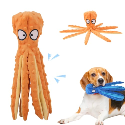 AprYew Octopus Dog Toys, No Stuffing Crinkle Dog Toys for Aggressive Chewers, Durable Interactive Chew Toys for Small, Medium and Large Dogs Training and Reduce Boredom (Orange) - color: Orange