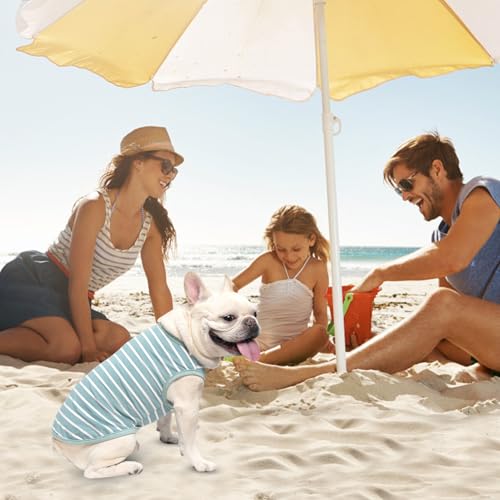 MIHACHI Dog Shirts Cotton Striped T-Shirt, Summer Pet Clothes for Small Dogs, 2-Pack Soft Puppy Apparel Cat Tee, Sleeveless Lightweight, Quick Dry, Breathable,Stretchy, Blue S - color: Green, size: Small