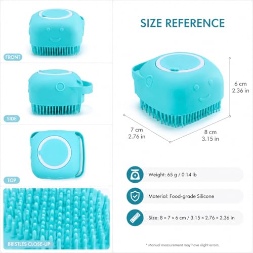Pet Bath Brush With Shampoo Dispenser, Silicone Massage Grooming Brush For Dogs Cats, Soft Shower Scrubber For Daily Bath - color: Blue