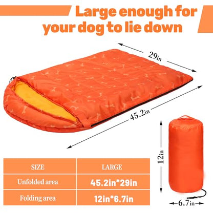 Lifeunion Dog Sleeping Bag with Storage Bag Waterproof Warm Packable Dog Bed for Travel Camping Hiking Backpacking - color: Orange