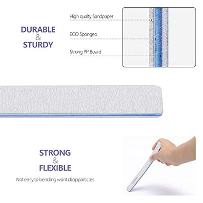 50 Pieces Rectangle Nail Files 100/100 Grit, Reusable Nail Buffers Double Sided Emery Boards Fingernail Files for Acrylic Nails and Natural Nails - size: 100/100 Grit(50 Count)