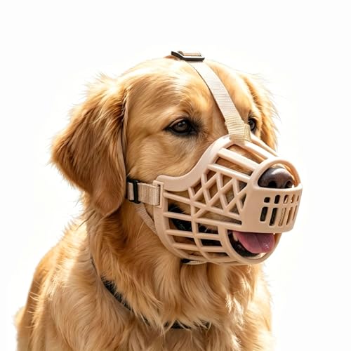 Soft Basket Rubber Dog Muzzle,Dog can Pant and Drink,Humane Cage Mouth Cover，Breathable Adjustable Muzzle to Prevent Biting,Chewing and Scavenging,Ideal for Training,Grooming & Daily Use (Brown, S) - color: Brown, size: S
