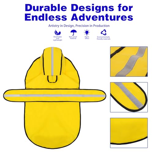 Paiaite Waterproof Hooded Dog Raincoat with Reflective Strips Yellow Duck XS - color: Yellow Duck, size: XS-(2~6lb) | Chest(~13.78-14.95")|Back(10.2")