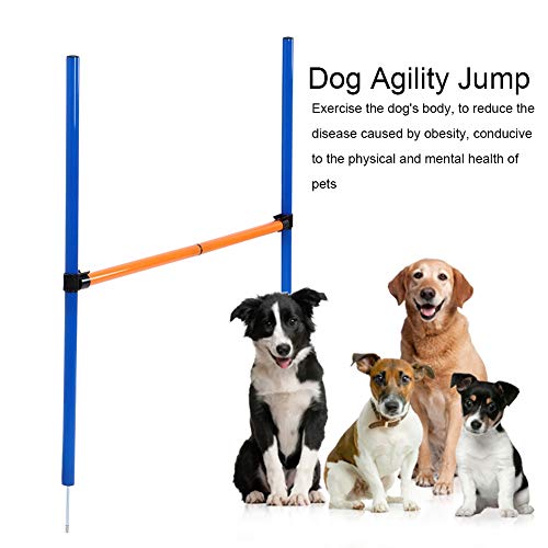 Dog Agility Jump Hurdle Bar Set for Outdoor Exercise, Plastic, Adjustable Height, 4 Blue + 2 Orange Bars, 2 Clips, for Dog Fitness & Bonding