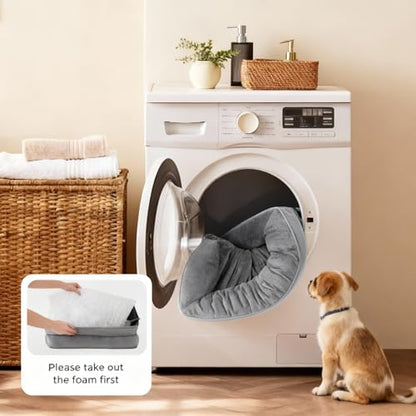Orthopedic Dog Bed for Small Dogs- Memory Foam Pet Bed with Cooling Support, Calming Washable Dog Bed with Soft Bolster, Removable Machine Washable Cover, Non-Slip Bottom with My Home Label