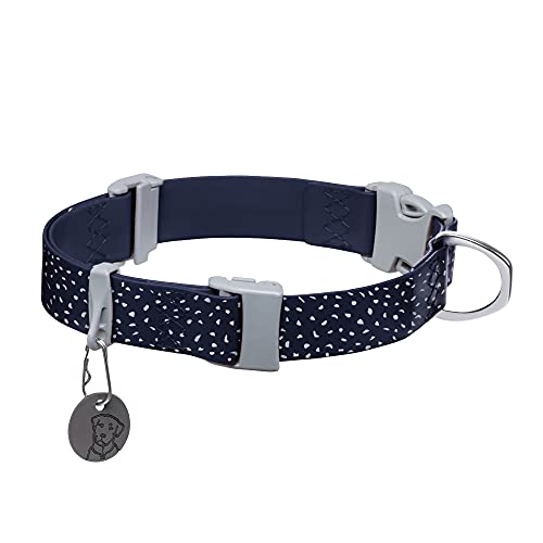 Ruffwear, Confluence Dog Collar, Waterproof Heavy Duty Quick Release Buckle, Odor-Resistant Easy Clean Adjustable TPU Webbing with & Silent ID Attachment, Midnight Blue, 14"-20" - color: Midnight Blue, size: 14"-20"