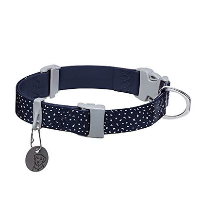 Ruffwear, Confluence Dog Collar, Waterproof Heavy Duty Quick Release Buckle, Odor-Resistant Easy Clean Adjustable TPU Webbing with & Silent ID Attachment, Midnight Blue, 14"-20" - color: Midnight Blue, size: 14"-20"