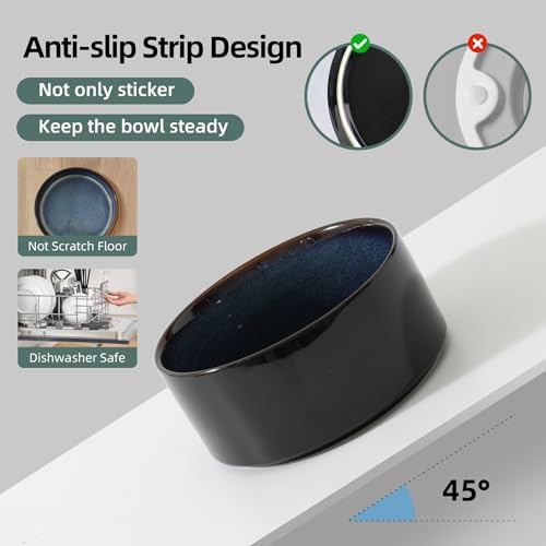 Havniva 6.1inch Ceramic Raised Dog Bowl with Stand, Double Dog Bowls Elevated for Small and Medium Breed Dog Food and Water Bowl Set Non-Slip Dog Dish Large Capacity Feeding Pet Water Bowl - color: 2 Bowls+Stand - Starry Sky, size: 6.1inch