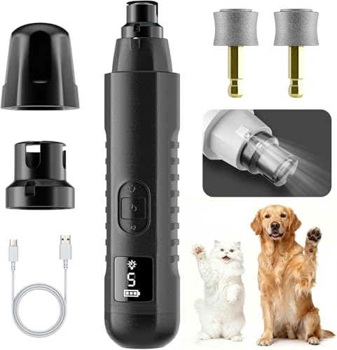 2026 New Silent Groom Pro Dog Nail Grinder, 5-Speed Dog Nail Grinder with Led Light, 40 db Quiet Painless Paws Grooming for Small Medium Large Dogs, USB Rechargeable (Gray) - color: Gray