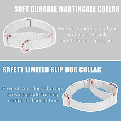 Soft Leather Martingale Dog Collar - Adjustable Rose Gold Limited Slip Collars [Easy to Clean], Stylish Durable Heavy Duty Nylon No Pull Training Collar for Small Medium Large Dogs S White - color: White, size: S (Neck 10"-15", Width 4/5")