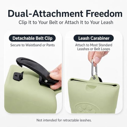 Upgraded Dog Treat Pouch with Strong Magnetic Closure - Small Silicone Training Bag, Waist-Mounted Clip & Leash Carabiner, Airtight Portable Treat Bag (Light Green) - color: Light Green