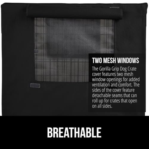 GORILLA GRIP Dog Crate Covers Compatible with Amazon Basics Dog Crates, All Sides Open, Privacy Cover Fits 30" Wire Kennel, Breathable Mesh Windows, Light Reducing Puppy Training Cage Topper, Black - color: Black, size: 30" X 19" X 21"